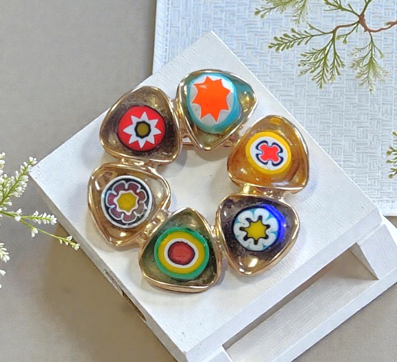 Millefiori Glass Circle Pin Millefiori Glass Circle Pin