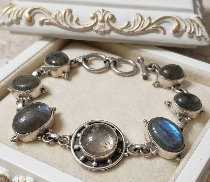 Labradorite Stones .925 Sterling Silver Bracelet