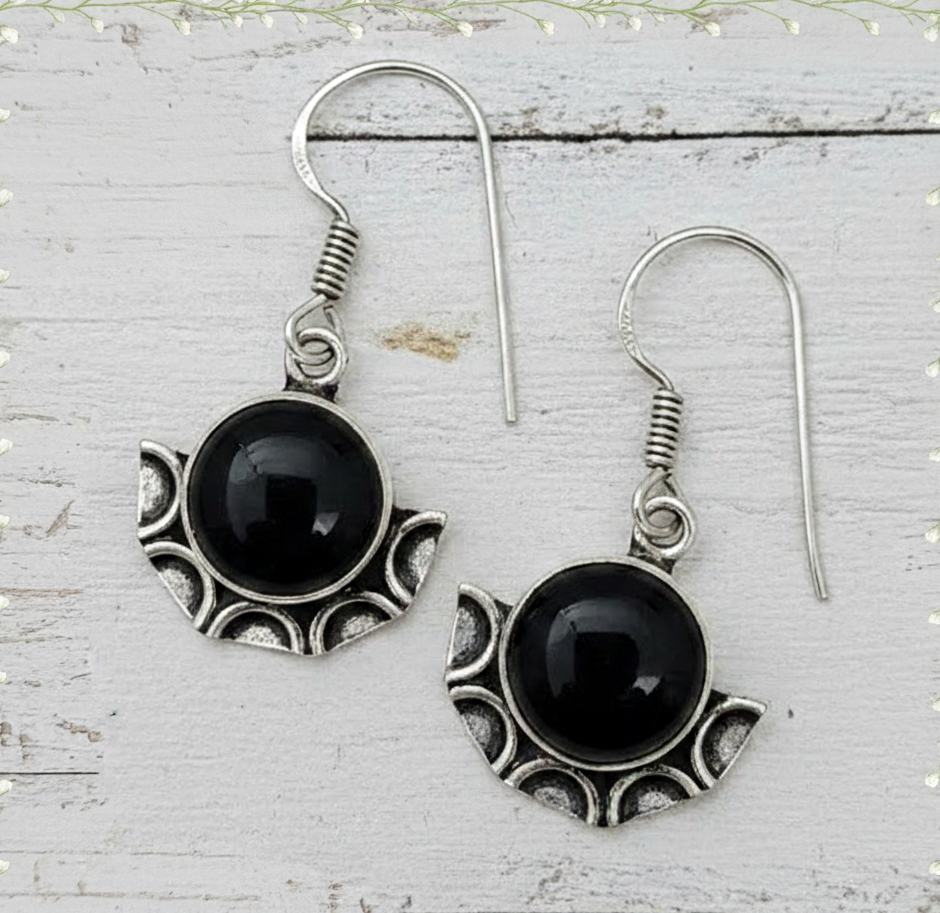 Onyx Gemstone Sterling Silver Earrings