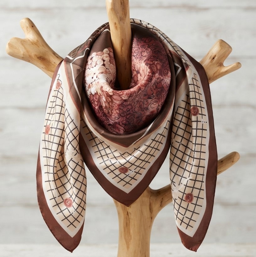 Scarf Vintage Water Repellant with Brown Tones