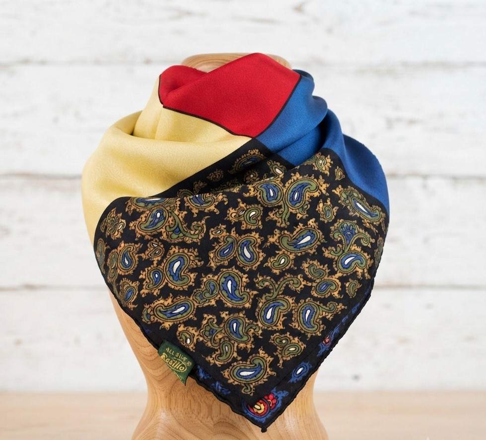 Scarf By Resillio Italy Vintage Color Block Pattern