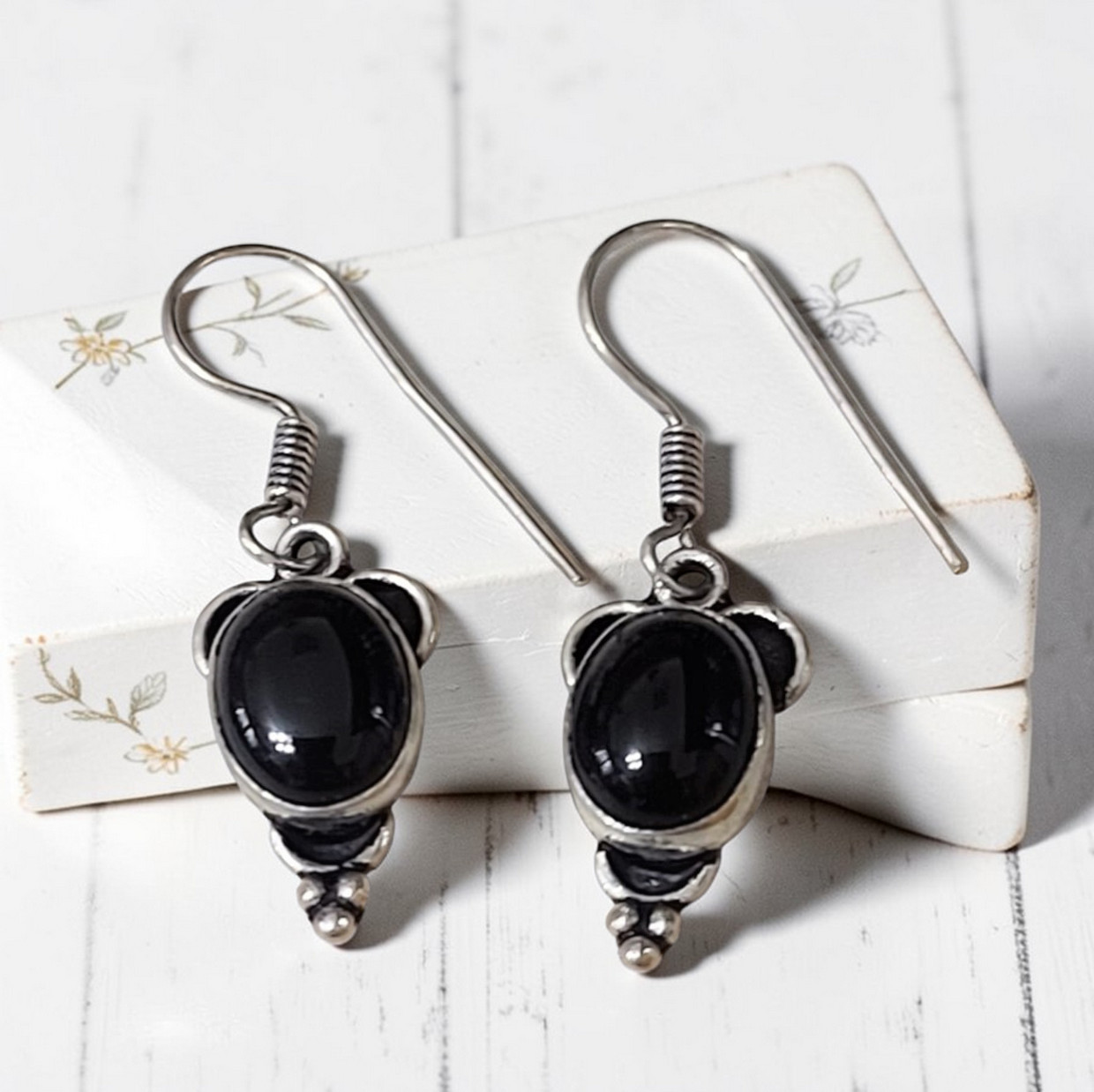 Onyx Gemstone Sterling Silver Earrings