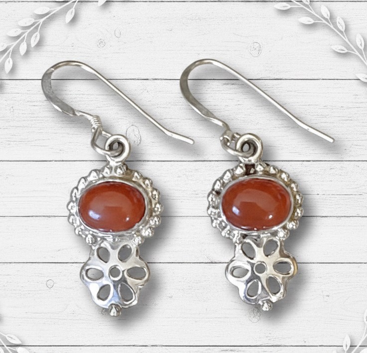 Red Onyx Sterling Silver Drop Earrings 3/4" Red Onyx Sterling Silver Drop Earrings 3/4"