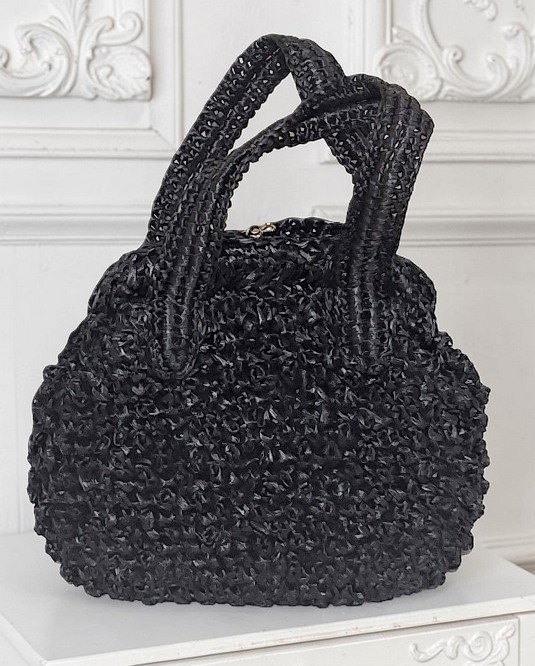 Vintage Black Straw Handbag Marchioness RH Macys & Co