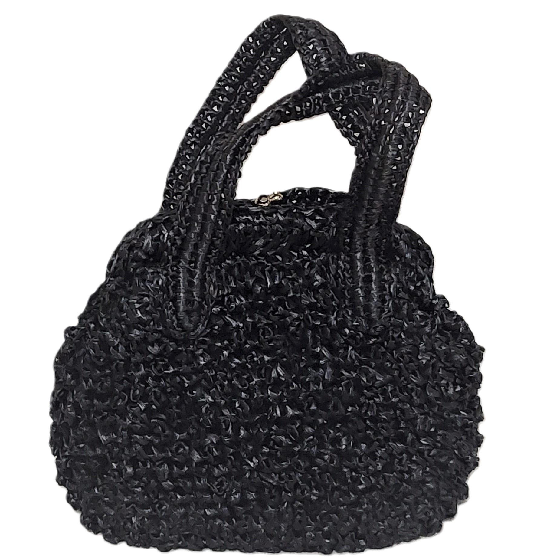 Vintage Black Straw Handbag Marchioness RH Macys & Co - Click Image to Close