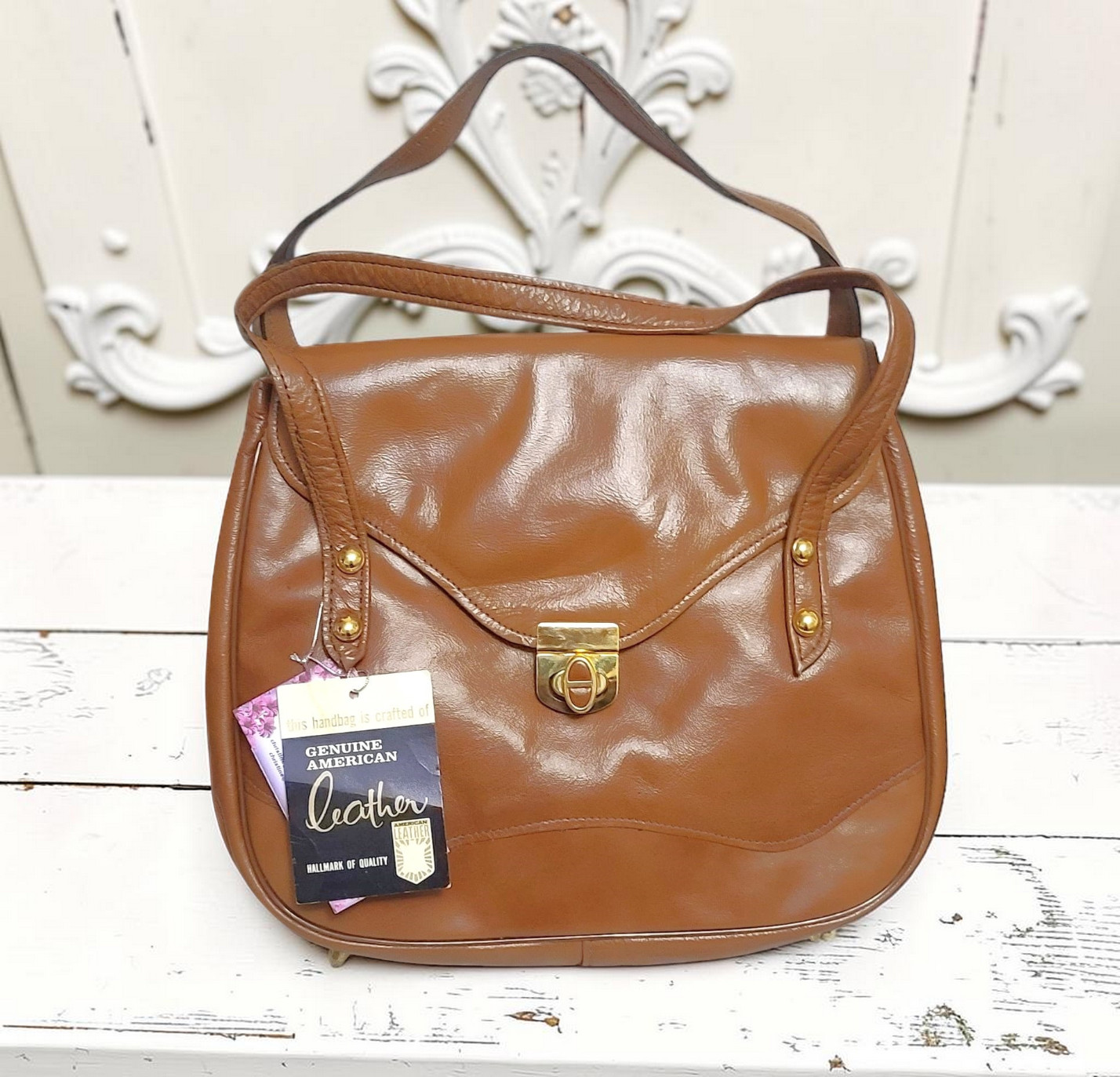Vintage 70's Leather Satchel Purse New with Tags