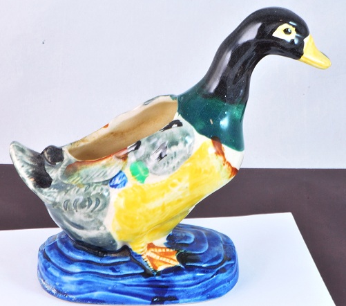 Handpainted Pottery Duck Planter Made in Occupied Japan