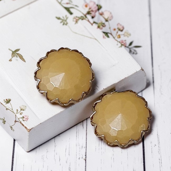 Butterscotch cabchon earrings, vintage clip on