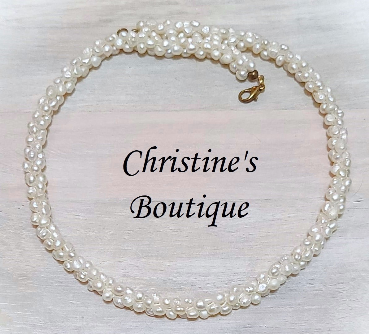 Crochet rope style geniune pearl vintage necklace - Click Image to Close
