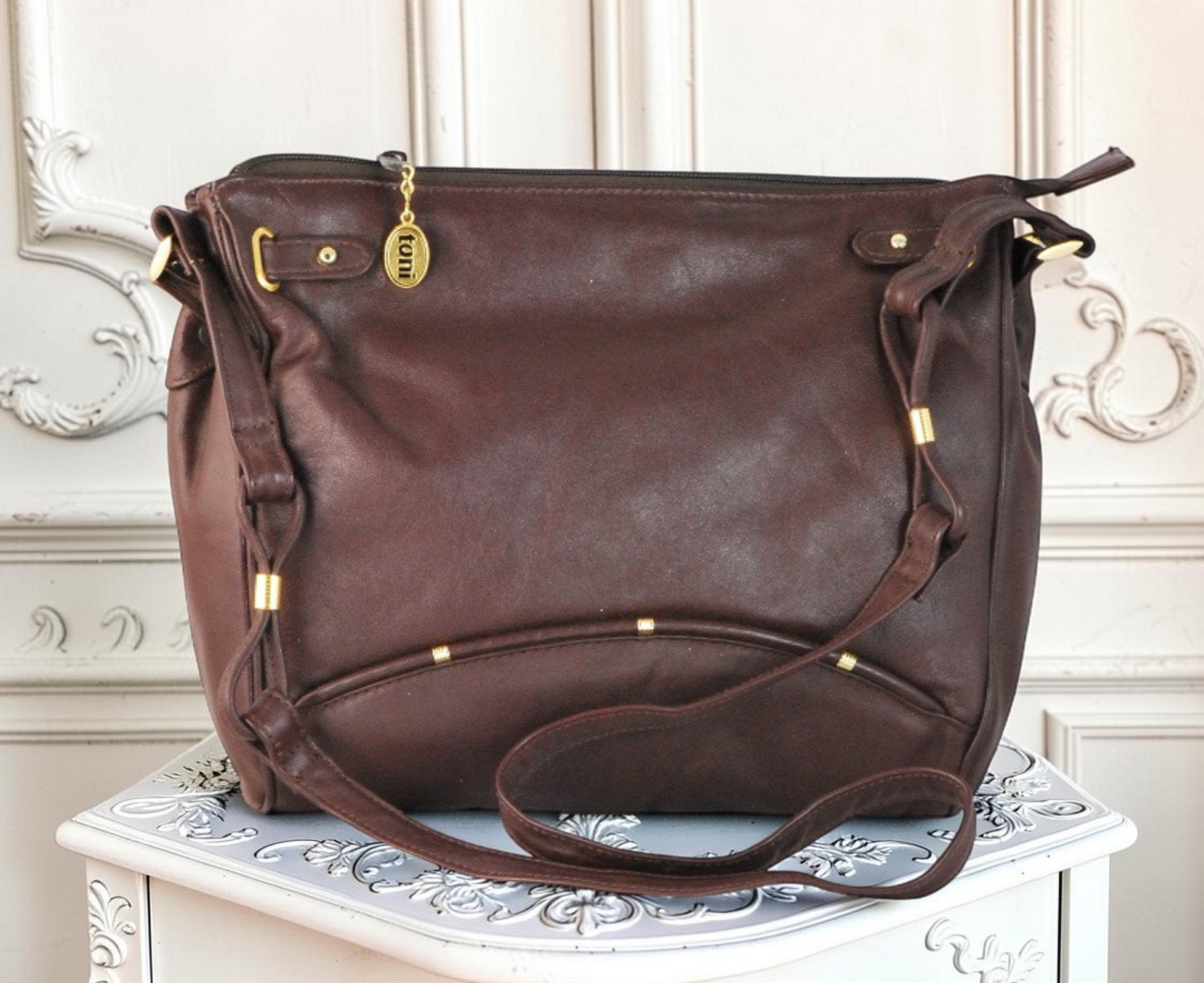 Vintage New Chocolate Brown Leather Handbag by Toni