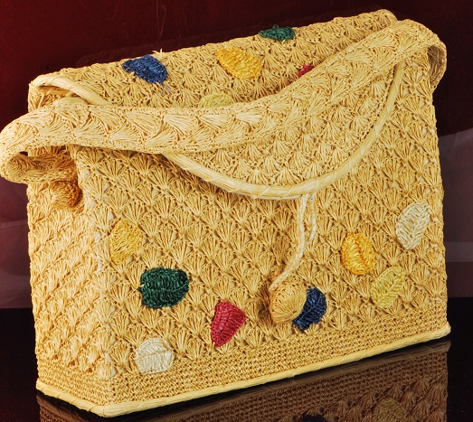 Vintage Handmade Straw Toiletry Bag Made in Japan