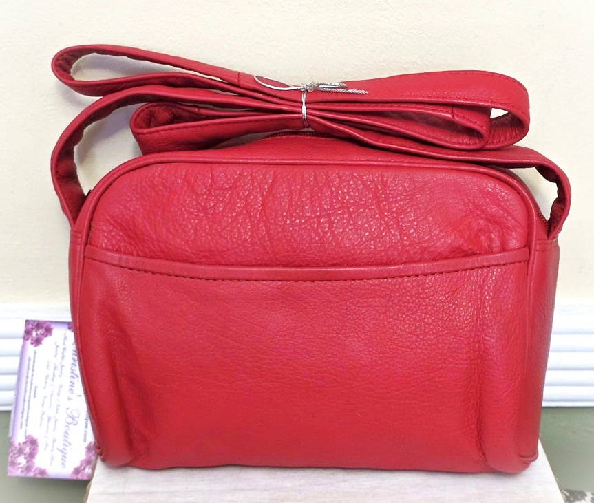 Red leather handbag, classic style bag, vintage leather bag, made in India