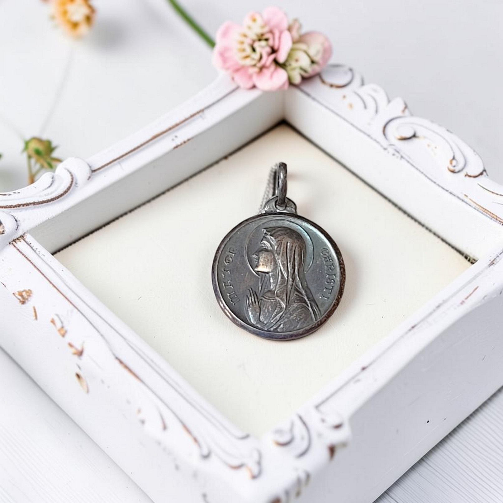 Religious Portuguese Lady of Fatima Silver Pendant