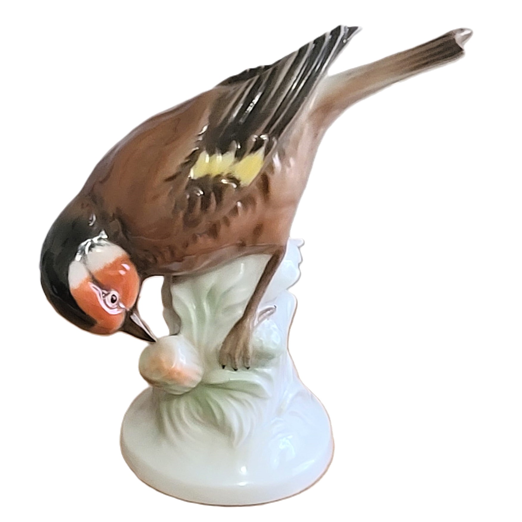 Porclelain Bird Figure Woodpecker Signed Germany - Click Image to Close