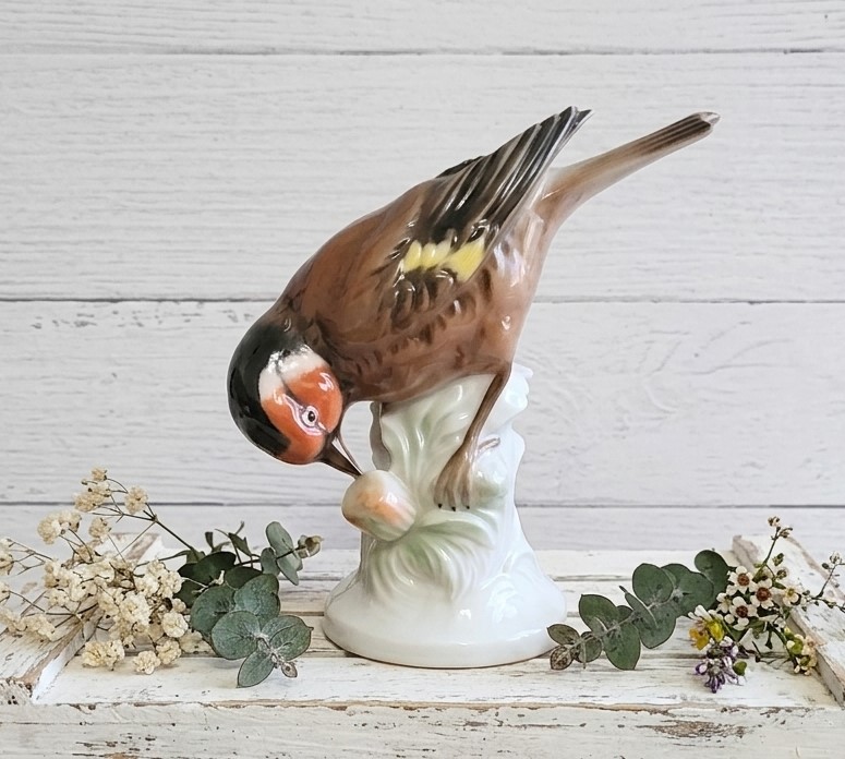 Porclelain Bird Figure Woodpecker Signed Germany