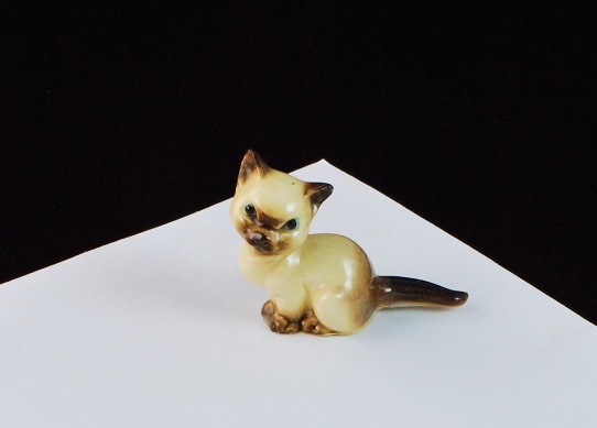 Ceramic Glazed Siamese Cat Figure