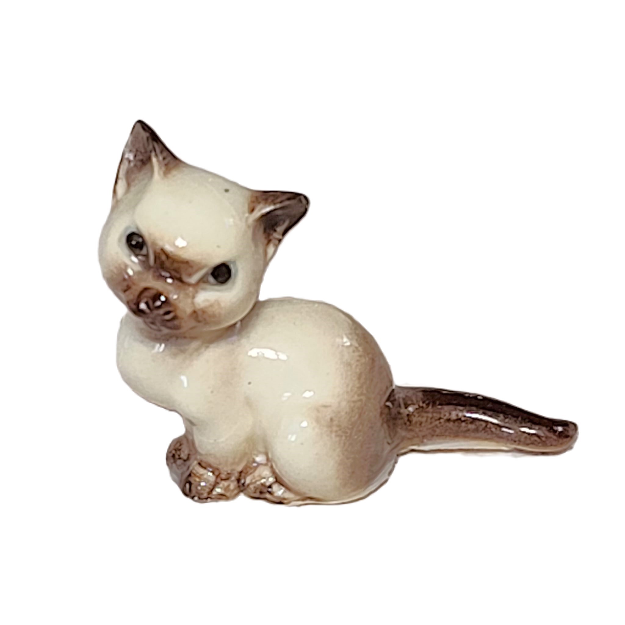 Ceramic Glazed Mini Siamese Cat Figure - Click Image to Close
