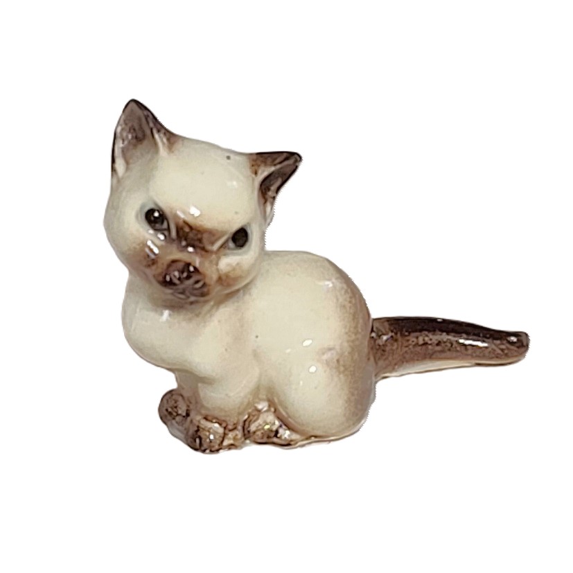 Ceramic Glazed Mini Siamese Cat Figure