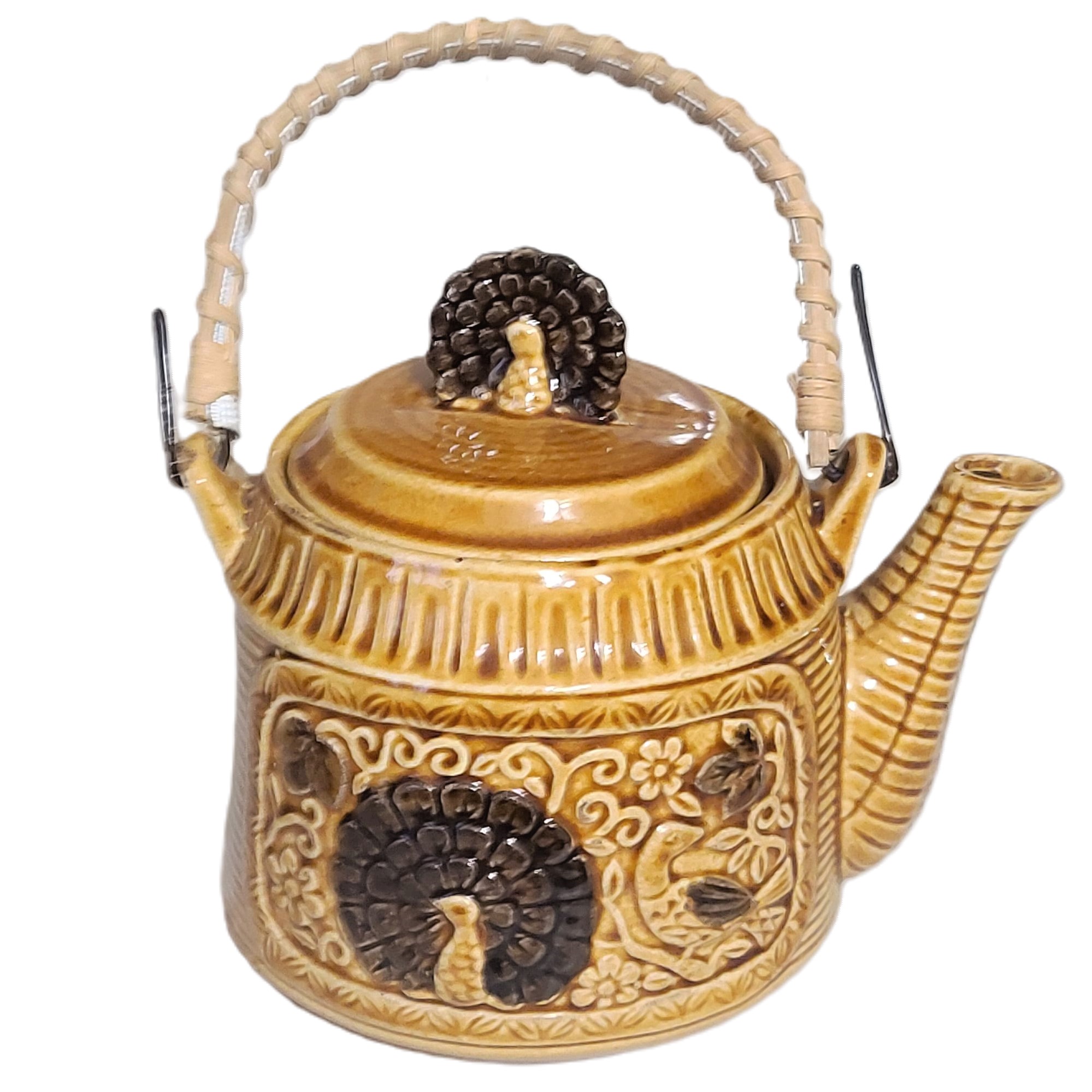 Turkey and Quail Festive Ceramaic Tea Pot 1970's - Click Image to Close