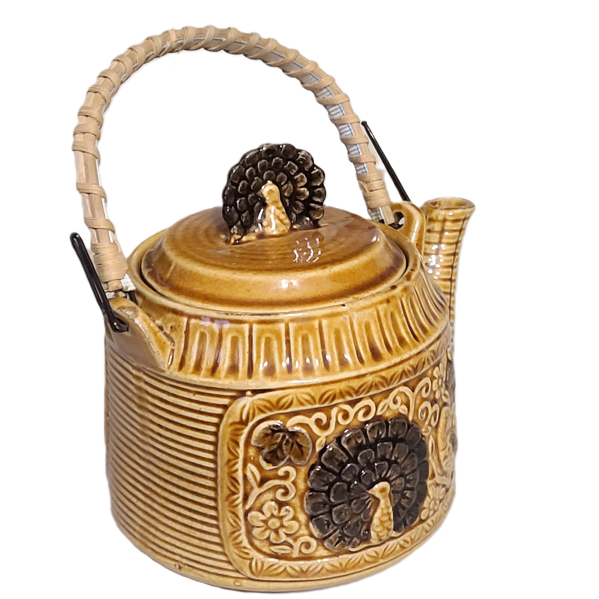 Turkey and Quail Festive Ceramaic Tea Pot 1970's