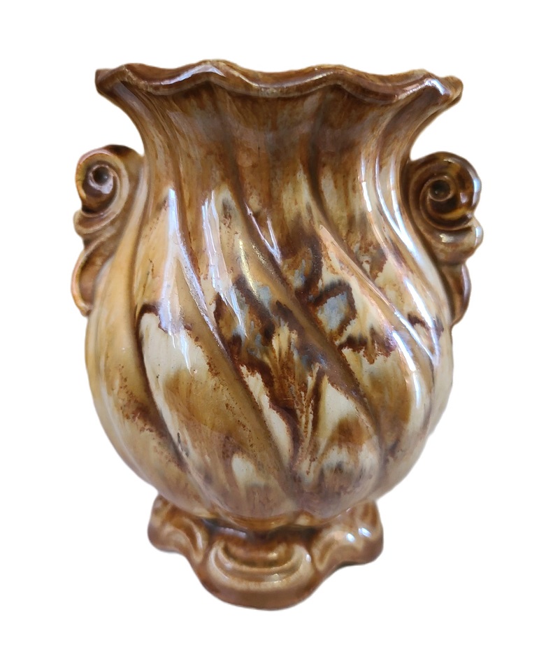 Swirled Pottery Vase Signed Germany - Click Image to Close