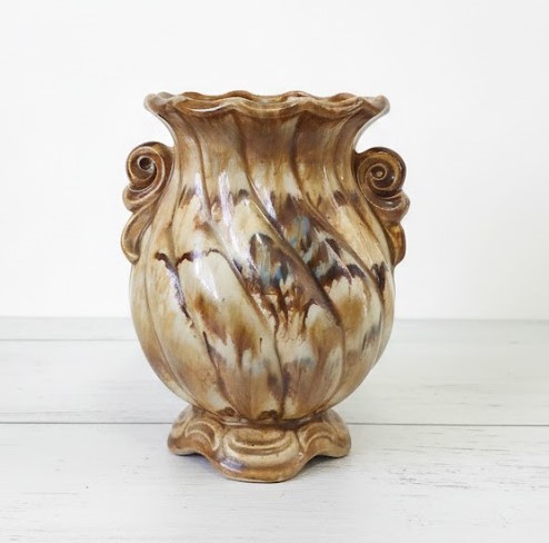 Swirled Pottery Vase Signed Germany