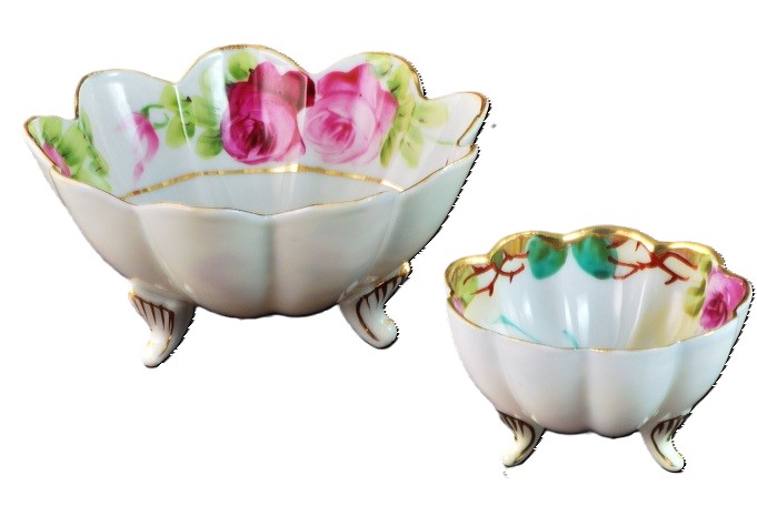NIPPON Handpainted Scalloped Set Candy Dishes