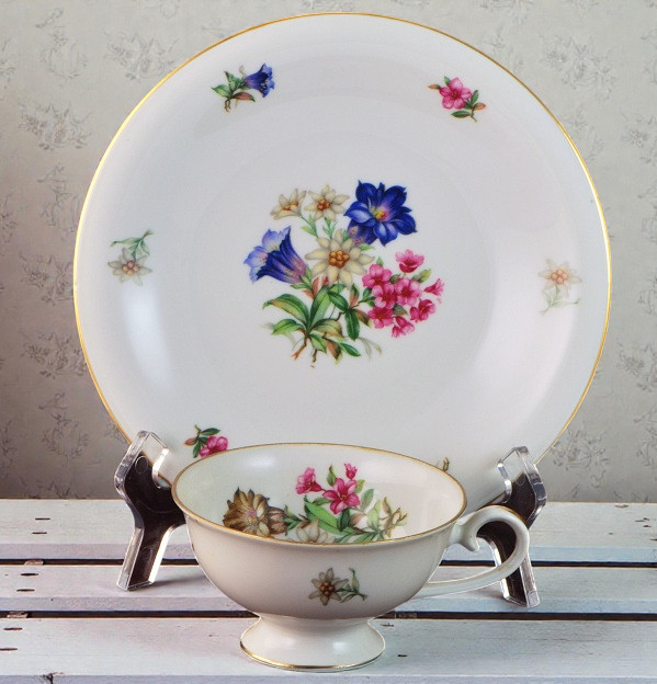 Schumann Anzberg Germany High Tea Tea Cup, Saucer & Cake Plate