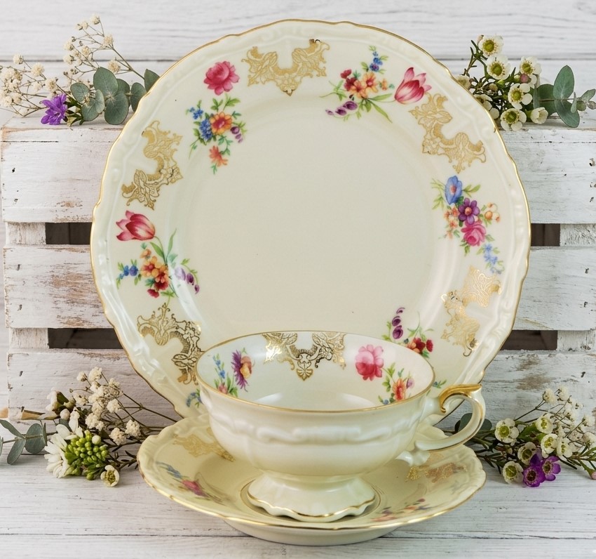 Johann Seltmann Vohenstraub Baveria Tea Cup Saucer & Cake Plate