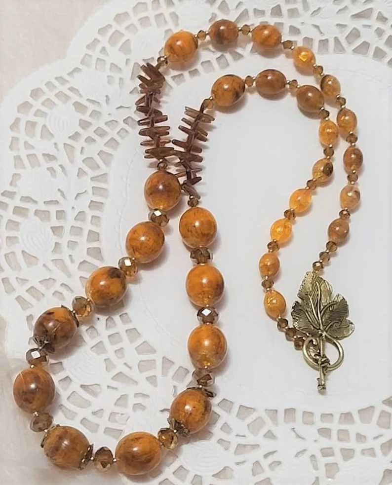 Butterscotch & Dyed Amber Coral Necklace