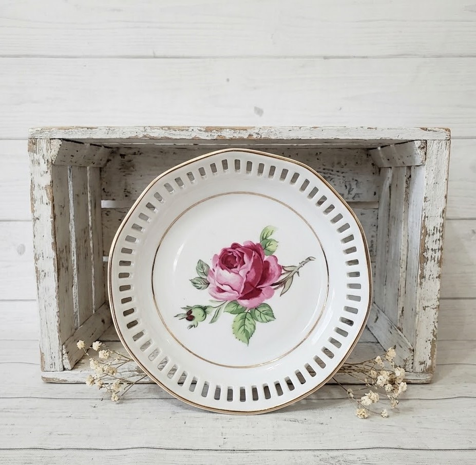 Vintage Jewelry Dish by Schumann Anzberg Germany Rose Pattern