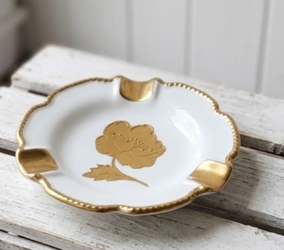 Waldershof Bavaria 22kt Gold Fill Hand painted Ashtray