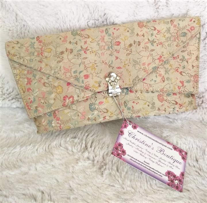Asian with Satin Brocade Vintage Clutch Purse