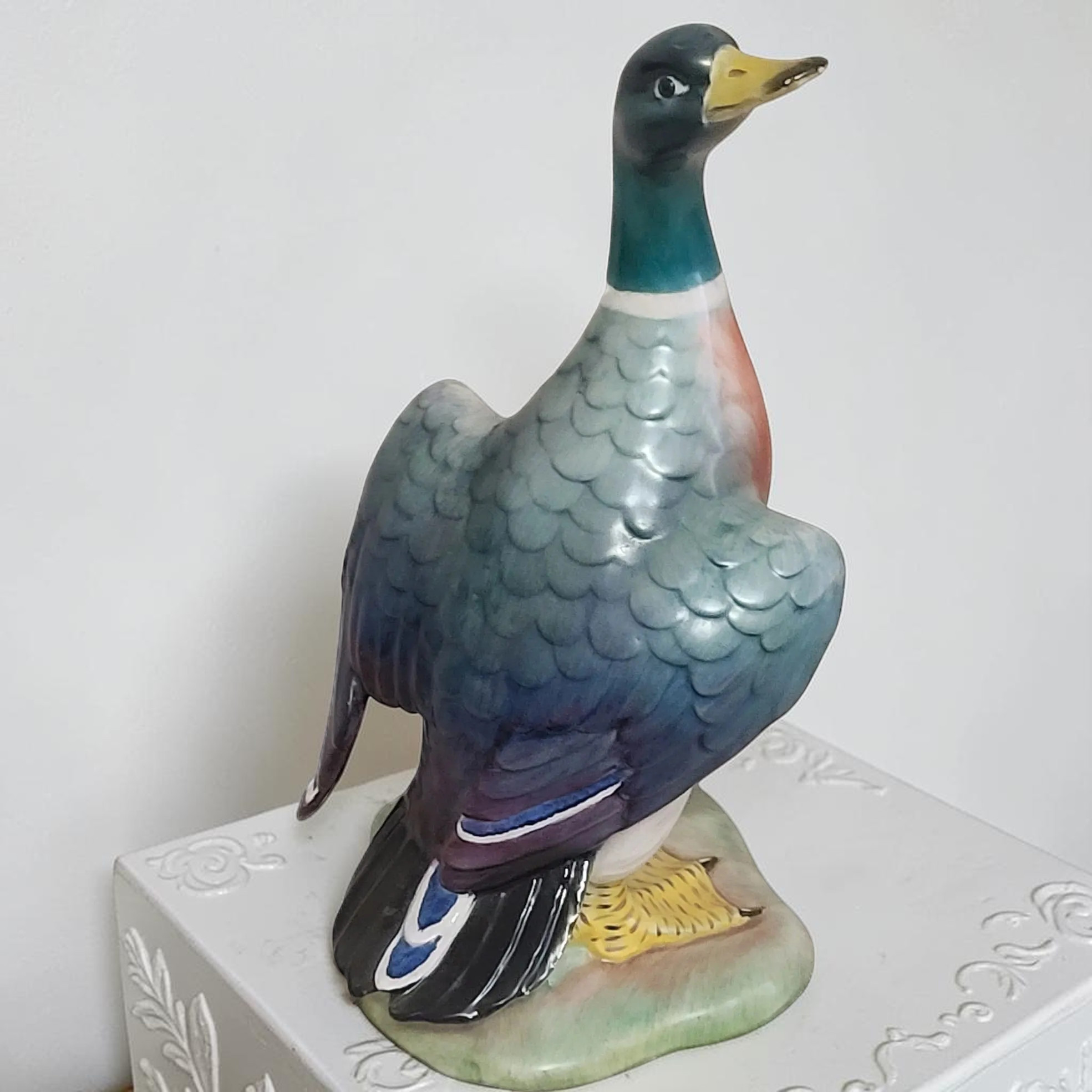 Signed Italy Handpainted Vintage Large Mallard Duck #900/37