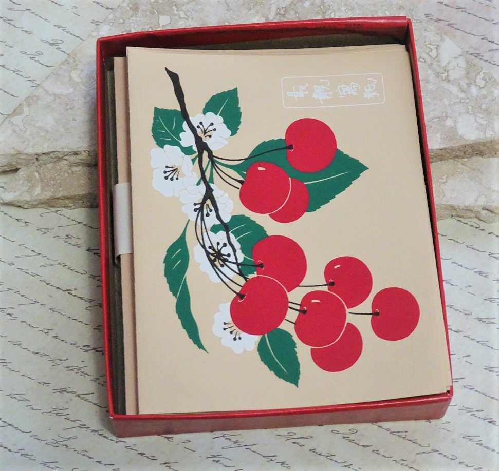 Stationary Notecard Envelopes by Eaton Hand Silk Screen Cherries