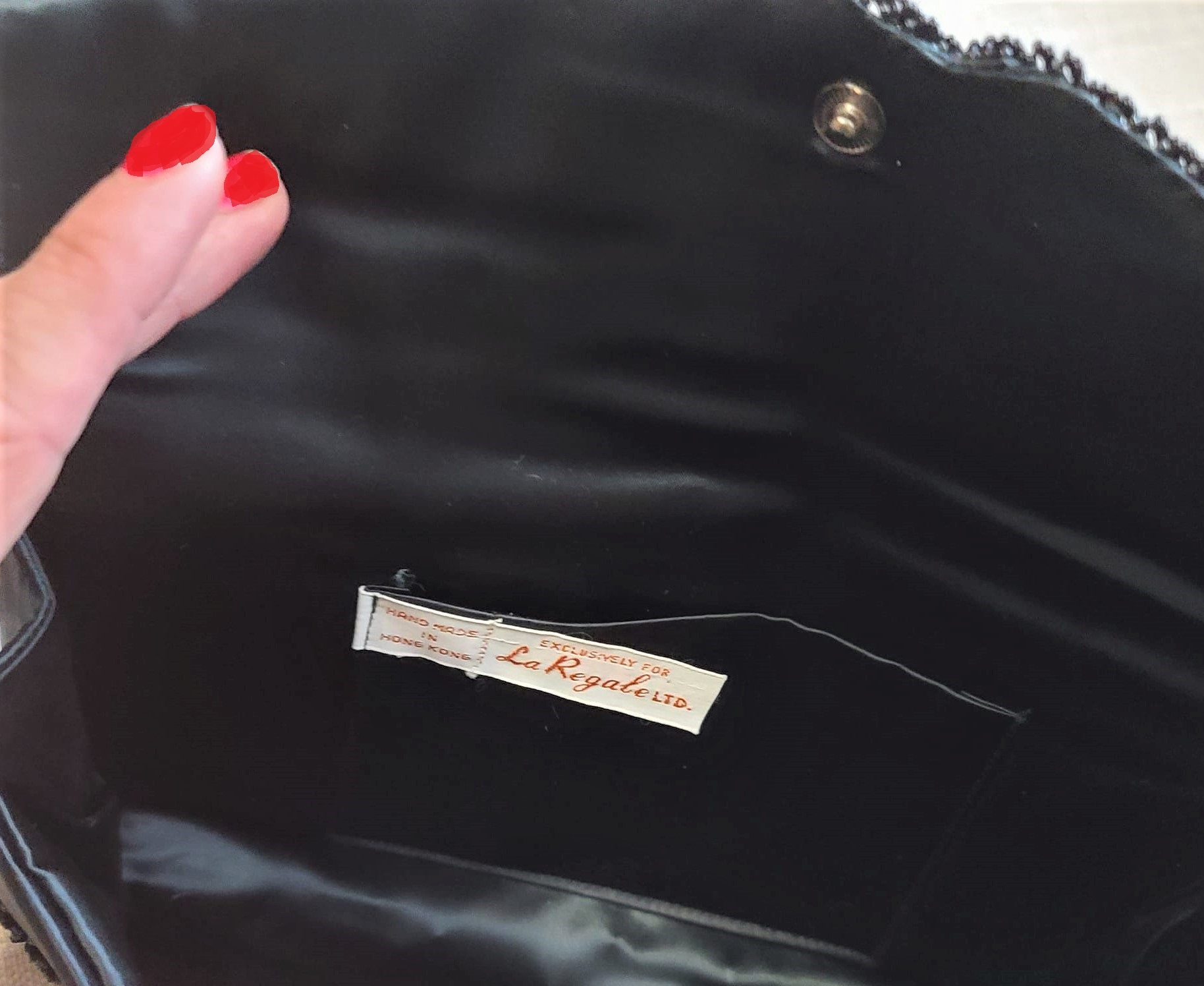 La Regale vintage beaded black purse clutch in original box