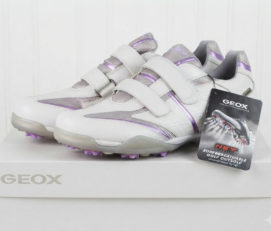 Geox Fusion Golf Shoes White w/LiliacTrim NWT Size 8