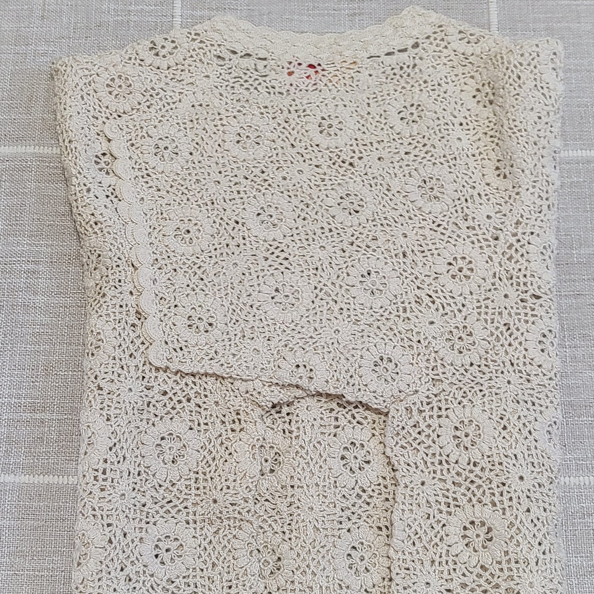 Vintage Crochet Circle Pattern Cardigan Sweater