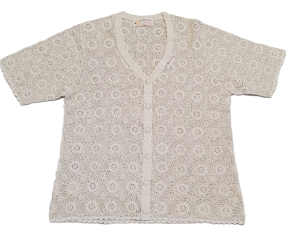 Vintage Crochet Circle Pattern Cardigan Sweater - Click Image to Close