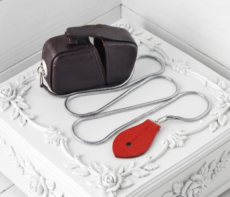Leather Match Case w/Chain attachment for Button on Clothes