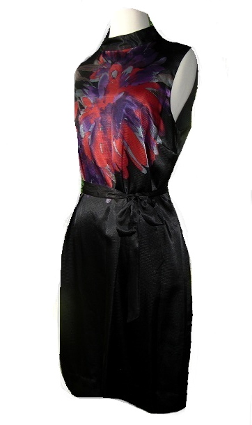 Apostrophe Black Dress with Abstract Floral Design NWT