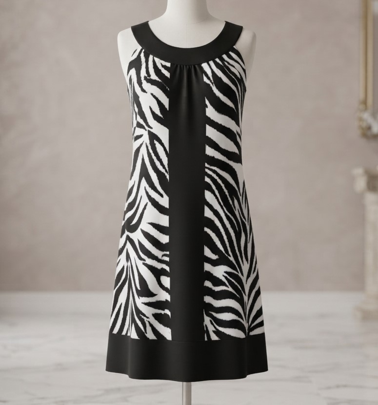 Piper & Blue Black/White Zebra Pattern Dress