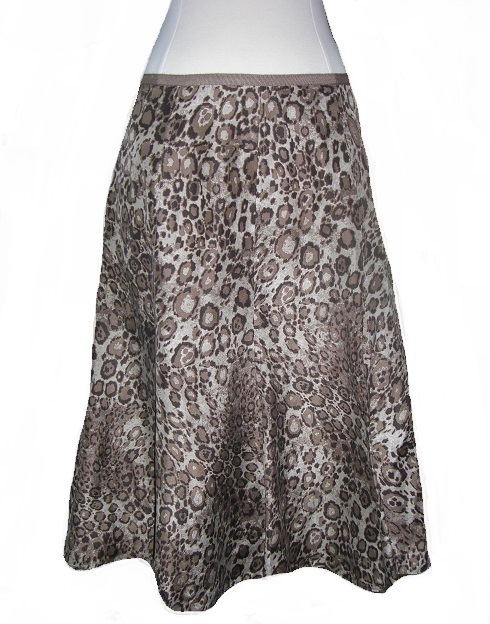 Liz Claiborne Silk Leopard Pattern Fit and Flare Skirt - Click Image to Close