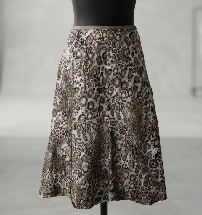 Liz Claiborne Silk Leopard Pattern Fit and Flare Skirt