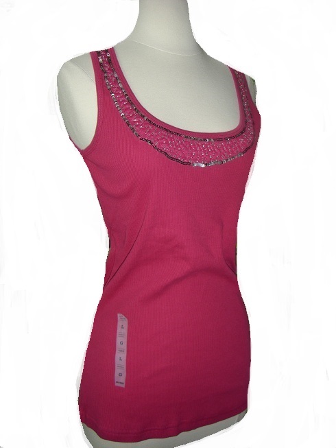 Old Navy Pink Ribbed Tank Top with Embellished Sequins NWT