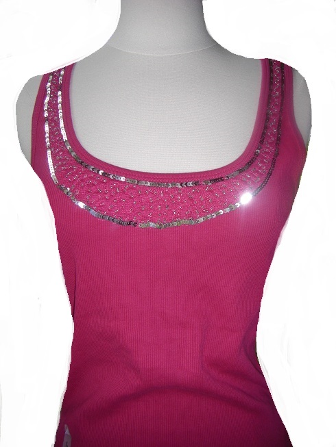 Old Navy Pink Ribbed Tank Top with Embellished Sequins NWT