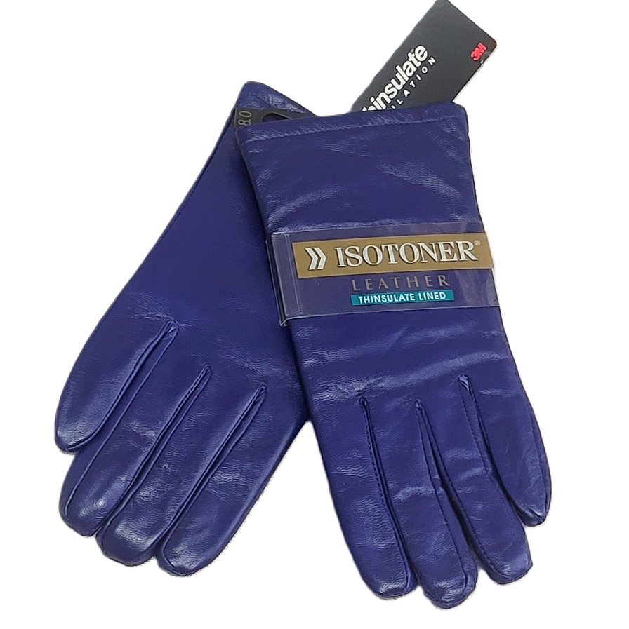 Gloves Isotoner Leather Color Purple Size 8 NWT - Click Image to Close