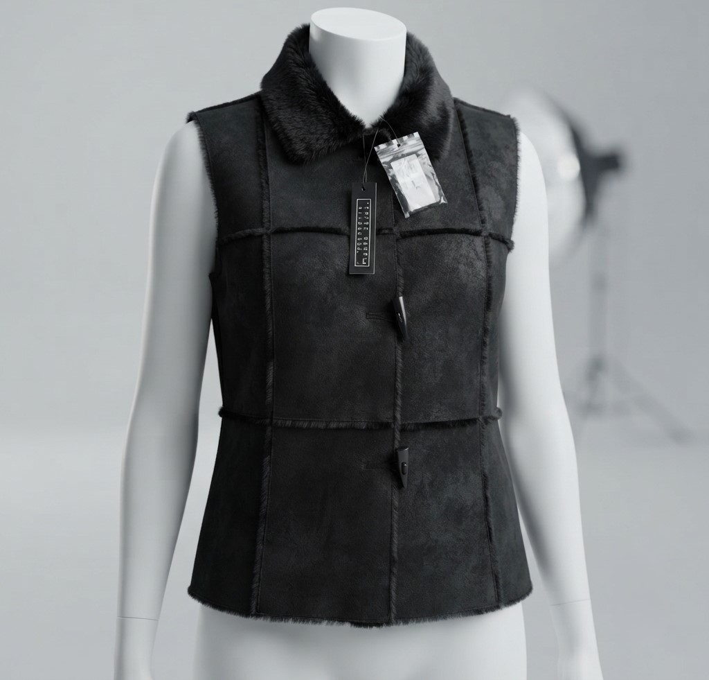 Lauren Hansen Studio Black Faux Fur Vest NWT