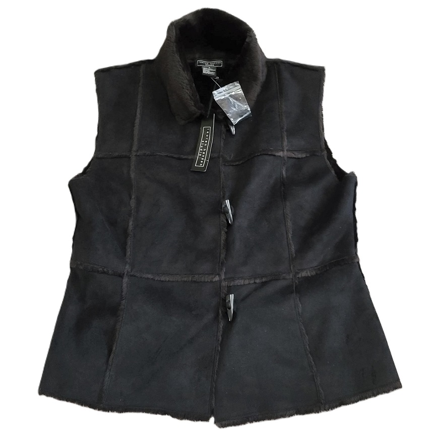 Lauren Hansen Studio Black Faux Fur Vest NWT - Click Image to Close