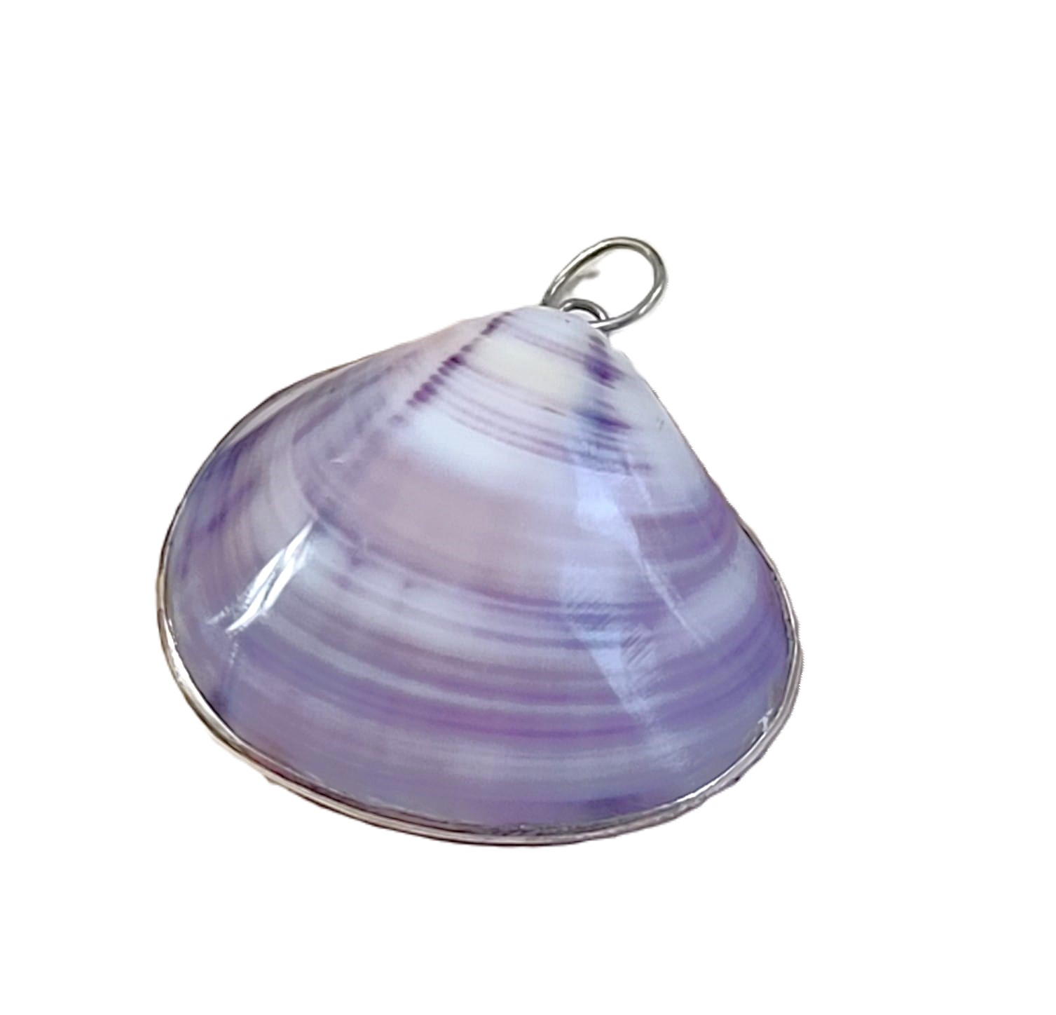 Purple Clam Shell Set in Sterling Silver Pendant - Click Image to Close